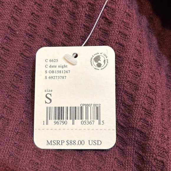 FREE PEOPLE Juicy Long Sleeve Thermal Top Shirt in “Date Night” (Maroon) Size S - Picture 9 of 12